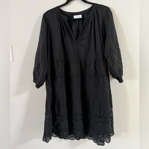 Loose fit black eyelet dress by Velvet by Graham and Spencer.